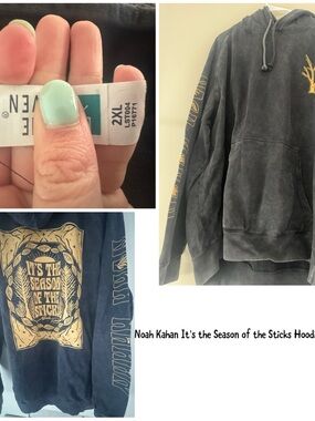 'It's the Season of the Sticks' Black Washed Hoodie - 2XL